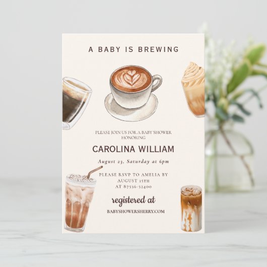 Elegante Baby is het brouwen van koffie baby showe Kaart (Staand voorkant)