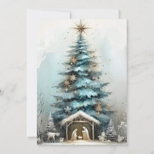 Elegante Baby Jezus Kerstmis Waterverf Kerstkaart