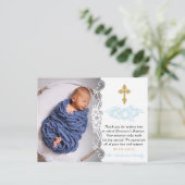 Elegante Baby Jongen Doop Dank u Briefkaart (Staand voorkant)