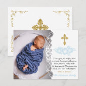 Elegante Baby Jongen Doop Dank u Briefkaart (Voorkant / Achterkant)