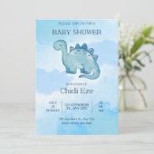 Elegante baby jongen douche uitnodiging schattige  (Staand voorkant)