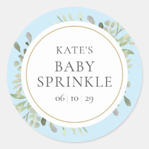 Elegante baby jongen sprinkle waterverf groen ronde sticker