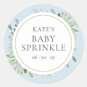 Elegante baby jongen strooi groen blad ronde sticker (Voorkant)
