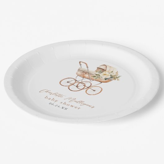 Elegante  Baby koetswerkdouche Papieren Bordje (Gekanteld)