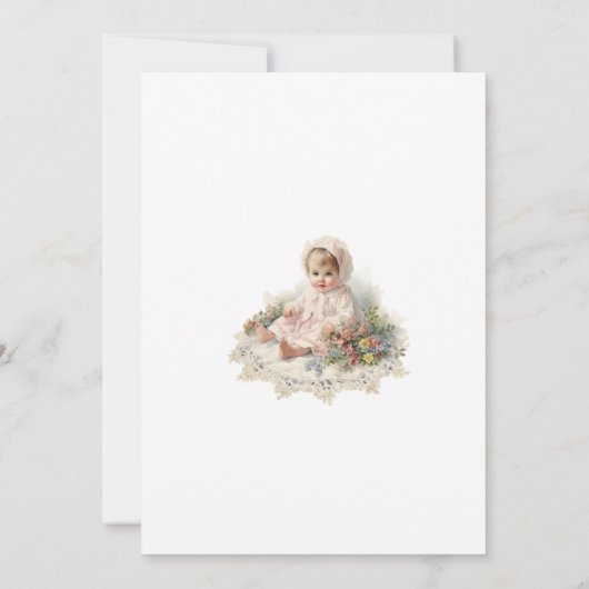 Elegante  Baby Meisje Doop Kaart (Achterkant)