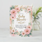 Elegante baby meisje douche kaart (Staand voorkant)