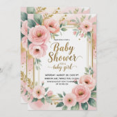 Elegante baby meisje douche kaart (Voorkant / Achterkant)