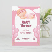 elegante baby meisje douche uitnodiging (Staand voorkant)
