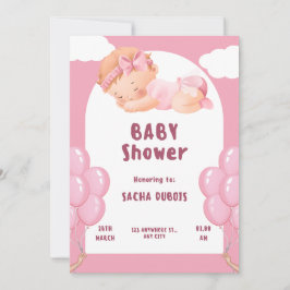 elegante baby meisje douche uitnodiging