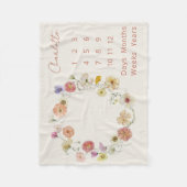 Elegante Baby Milestone Floral Wreath Waterverf Fleece Deken (Voorkant)