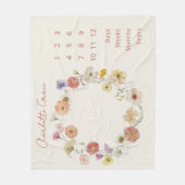 Elegante Baby Milestone Floral Wreath Waterverf Fleece Deken (Voorkant)