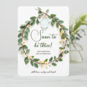 Elegante Baby onthullen zwangerschapsaankondiging Feestdagenkaart (Staand voorkant)