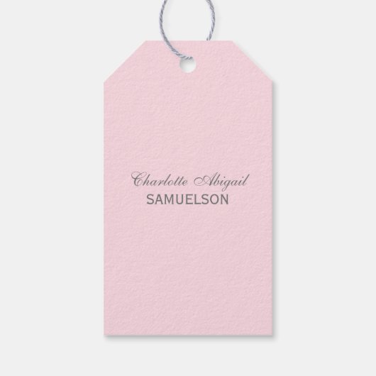 Elegante Baby Roze Kruis Doop/Doopmeisje Cadeaulabel (Achterkant)