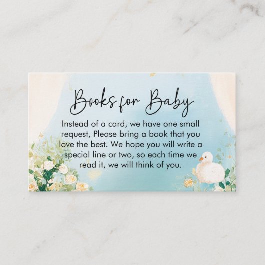 Elegante Baby shower boeken voor Baby Informatiekaartje (Voorkant)