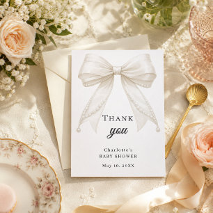 Elegante baby shower boog ivoorkleurige parels bedankkaart