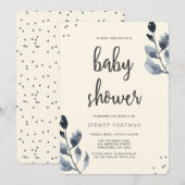Elegante baby shower botanisch met confetti kaart (Voorkant / Achterkant)