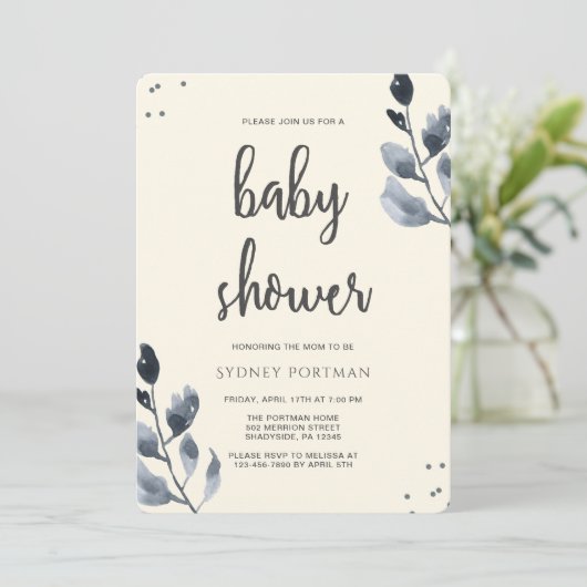 Elegante baby shower botanisch met confetti kaart (Staand voorkant)