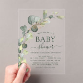 Elegante baby shower groen eucalyptus succulent acryl uitnodigingen (Insitu (Draagbaar))