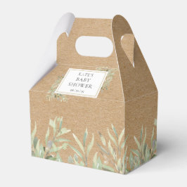 Elegante baby shower groene bladeren rustieke kraf bedankdoosjes