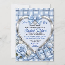 Elegante Baby Shower met Pastelblauwe Strik voor M