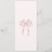 Elegante baby shower met roze strik menu (Achterkant)