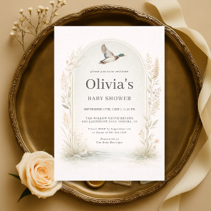 Elegante baby shower met wilde eend kaart