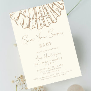 Elegante baby shower 'Sea You Soon' met schelp Kaart