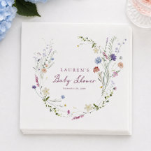 Elegante baby shower servetten met wilde bloemen