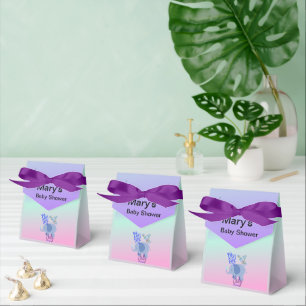 Elegante Baby Shower Teddybeer en Olifant Bedankdoosjes