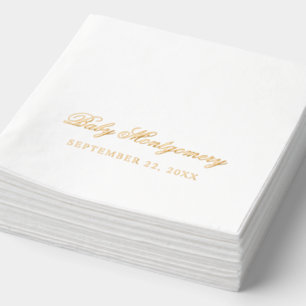 Elegante baby shower tekst met naam en datum folie servetten