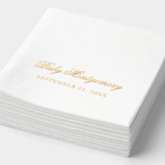 Elegante baby shower tekst met naam en datum folie servetten