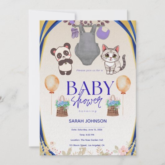 Elegante baby shower uitnodiging | Modern minimali (Voorkant)