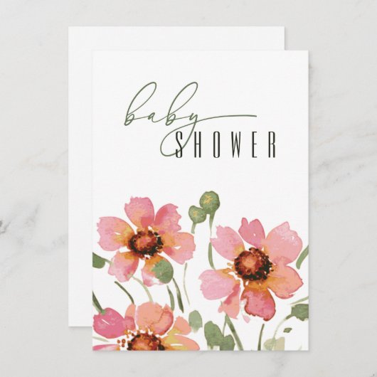 Elegante Baby shower Uitnodiging Sjabloon (Voorkant / Achterkant)