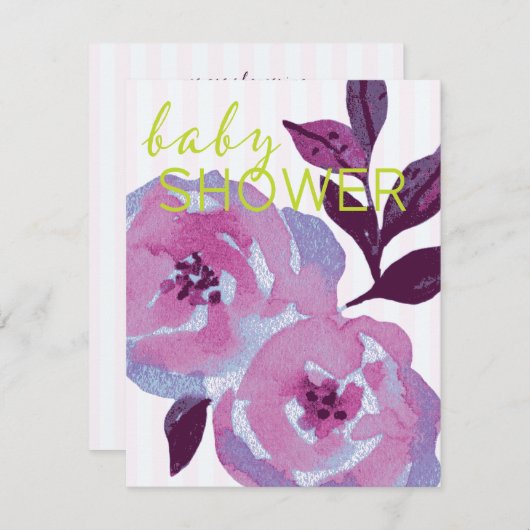 Elegante Baby shower Uitnodiging Sjabloon (Voorkant / Achterkant)