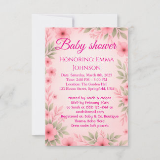 Elegante baby shower uitnodiging voor meisjes