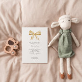 Elegante baby showers uitnodiging met geel lint