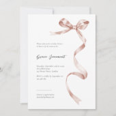Elegante baby showers uitnodiging met roze lint (Voorkant)