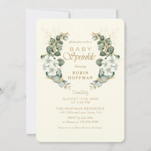 Elegante Baby Sprinkle Geslacht Neutrale Baby Show Kaart (Voorkant)