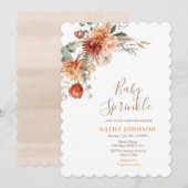 Elegante Baby Sprinkle Terracotta Bloemen Baby Sho Kaart (Voorkant / Achterkant)