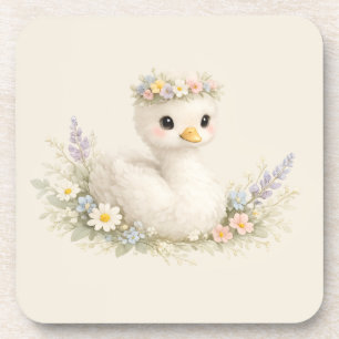 Elegante Baby Zwaan Wilde Bloem Aquarel Briefpapie Bier Onderzetter