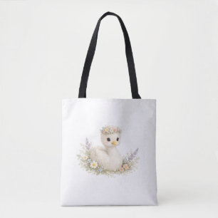 Elegante Baby Zwaan Wilde Bloem Aquarel Briefpapie Tote Bag