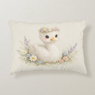 Elegante Baby Zwaan Wilde Bloem Waterverf Briefpap Accent Kussen