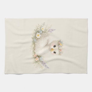 Elegante Baby Zwaan Wilde Bloem Waterverf Briefpap Theedoek