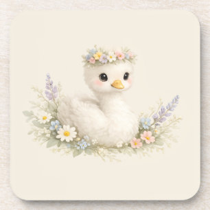 Elegante Baby Zwaan Wildflower Watercolor Briefpap Bier Onderzetter