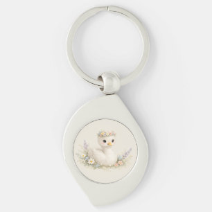 Elegante Baby Zwaan Wildflower Watercolor Briefpap Sleutelhanger