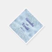 Elegante babyblauwe glitters en folie bruiloft  servet (Hoek)