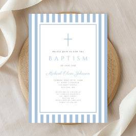 Elegante babyblauwe jongensdoop kaart