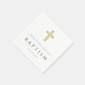 Elegante babyblauwe schrift religieuze jongensdoop servet (Hoek)