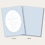 Elegante babyblauwe script jongensdoop uitnodiging