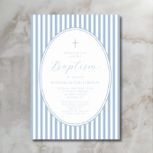 Elegante babyblauwe script jongensdoop uitnodiging